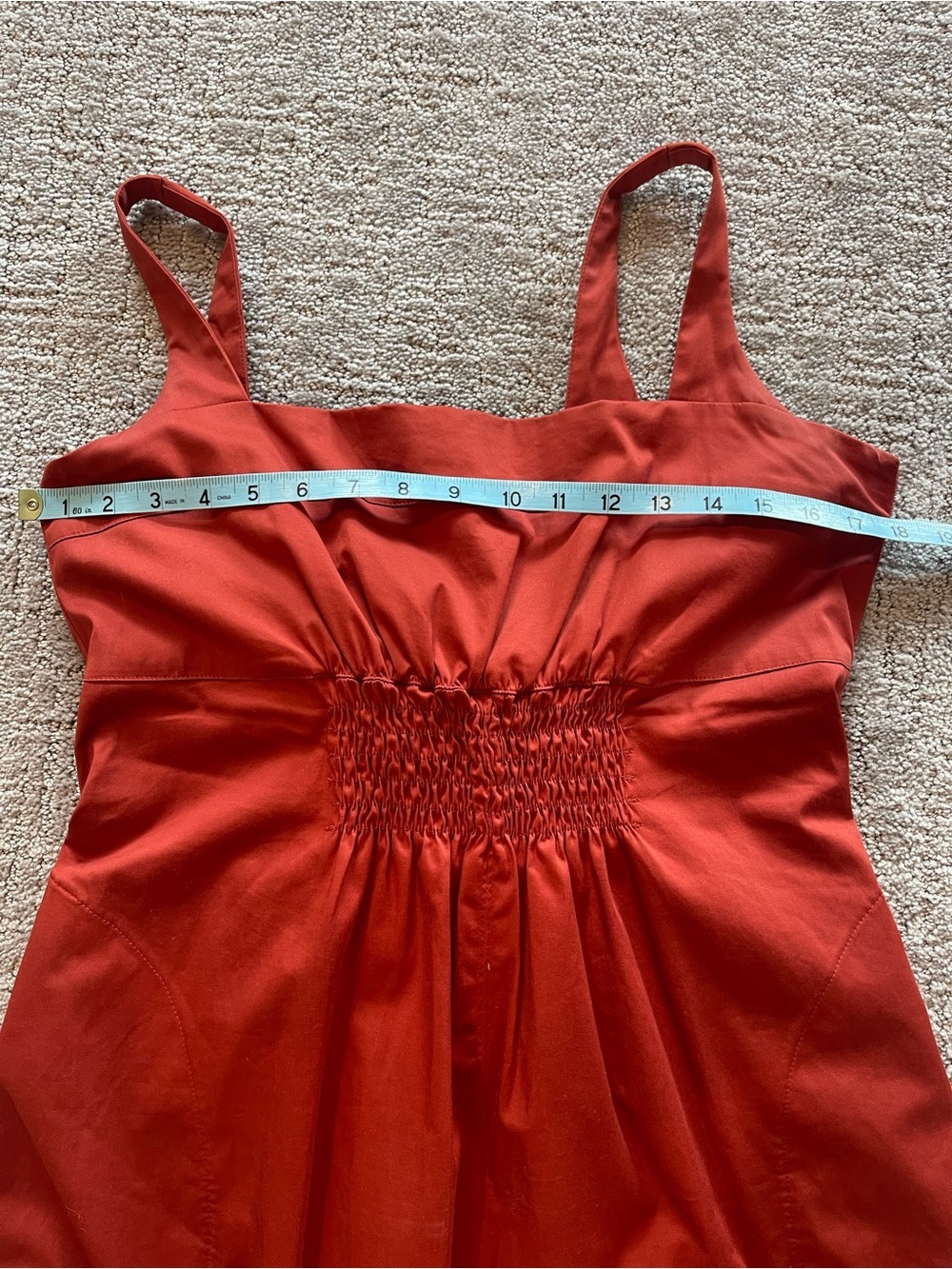 NWT Banana Republic x Harbison Smocked Apron Midi Dress, Sleeveless, Red Clay, 8 - Picture 8 of 16